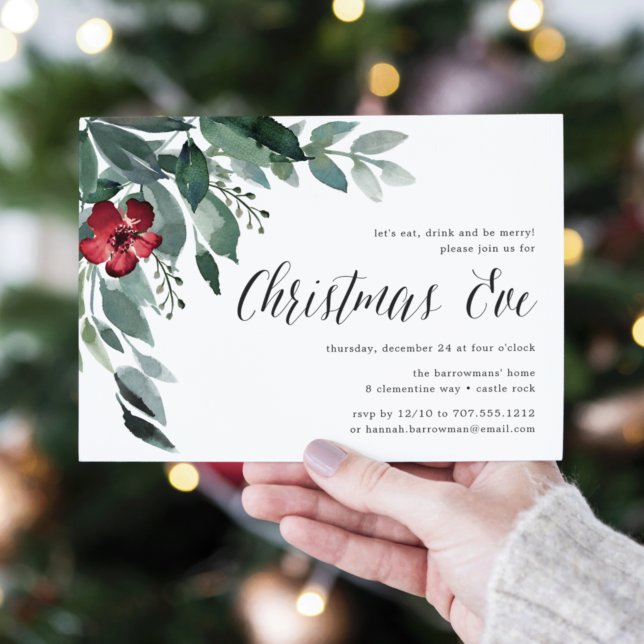 Fleurs de vacances | Invitation du dîner de Noël (Créateur téléchargé)