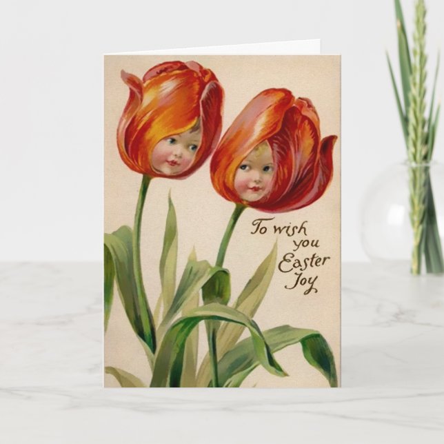 Fleurs Déplaisantes vintages Carte de Pâques (Devant)
