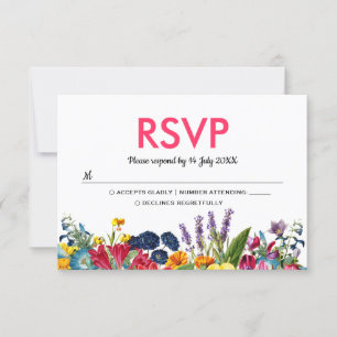 Fleurs d'été aux couleurs vives Mariage RSVP