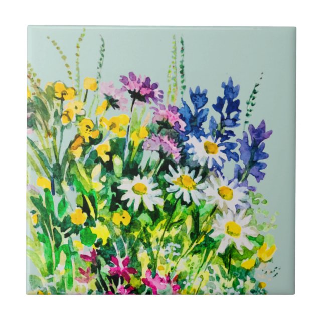 Fleurs d'été sauvages carreaux céramique (Devant)