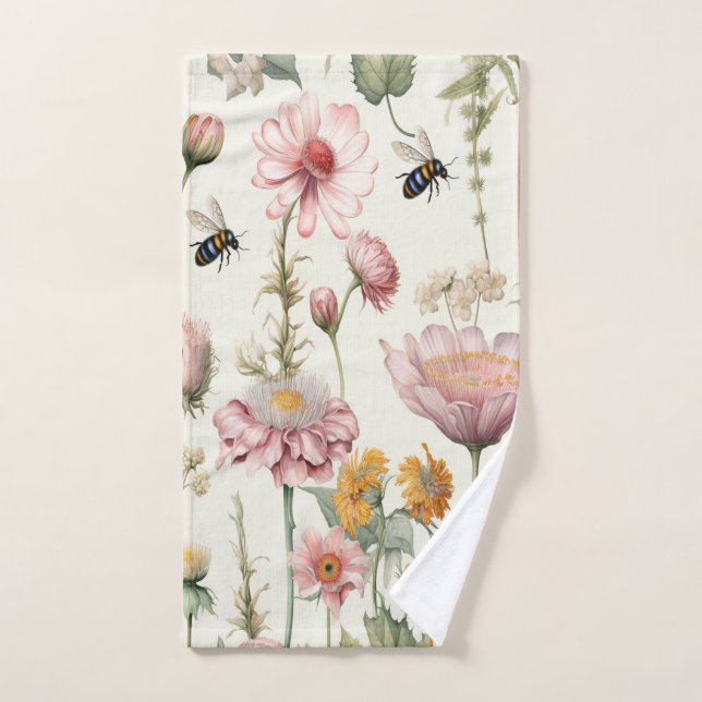 Fleurs d'été verdure Bumble Bees (Serviette à main)