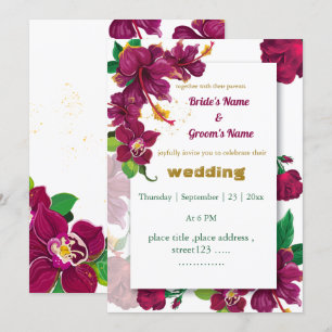 fleurs d'hibiscus bordeaux faire-part de mariage r