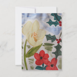 Fleurs d'hiver et carte Holly Flat