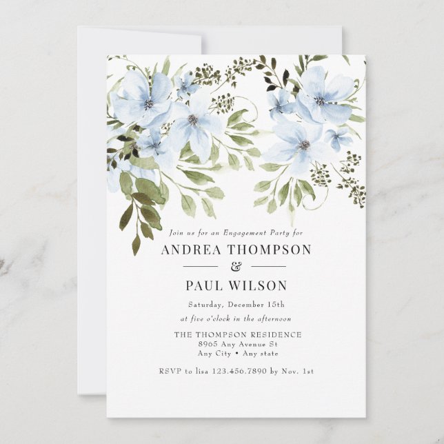 Fleurs d'hiver | Invitations des parties d'engagem (Devant)