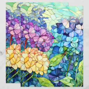 Fleurs d'hortensia en vitrail découpage de papier 