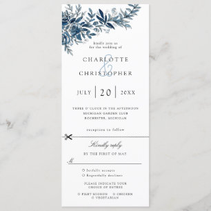 fleurs d'indigo faire-part de mariage avec rsvp at