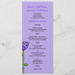 Fleurs Doodle amusantes Menu de mariage violet ora