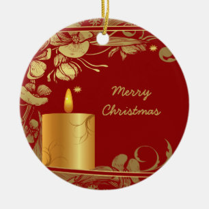 Fleurs d'or et ornement de Noël aux bougies