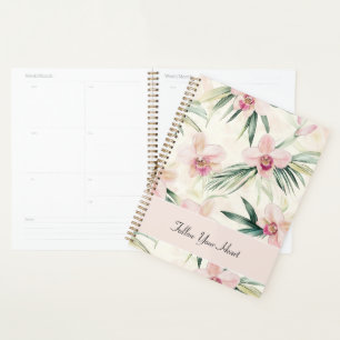 Fleurs d'orchidée rose blush vert Cœur