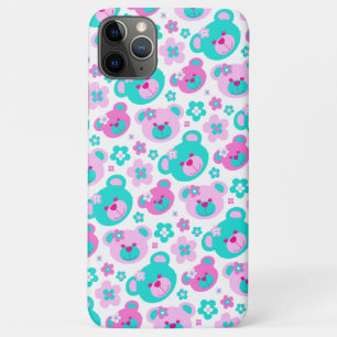 Fleurs d'ours en peluche rose aqua coque