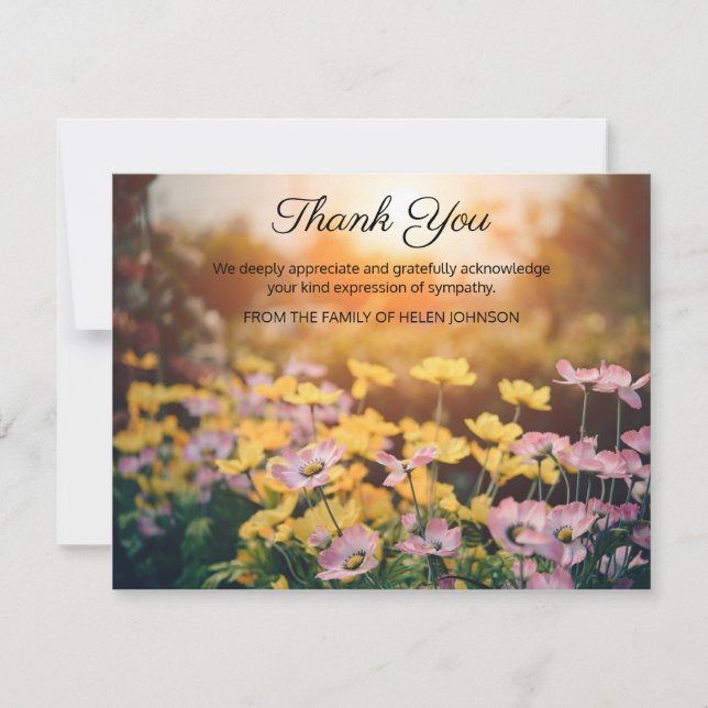 Fleurs du jardin Funeral Merci Note Card (Devant)