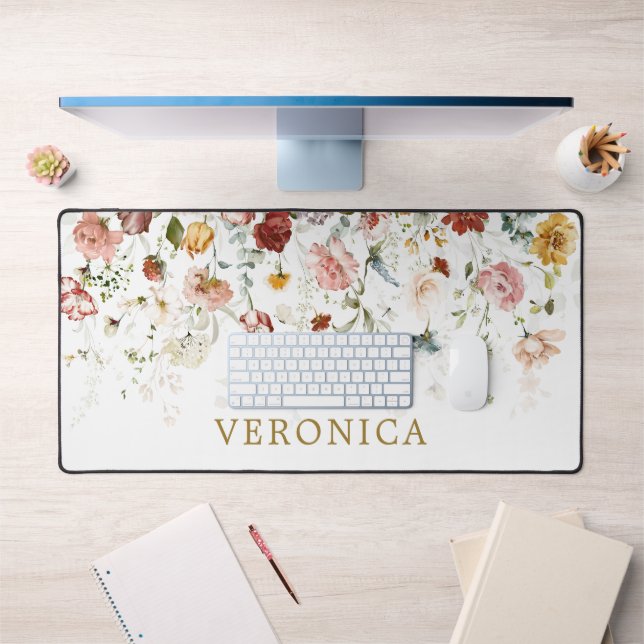 Fleurs du jardin printanier Nom personnalisé Burea (Bureau 1)