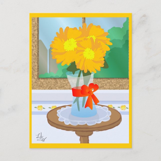 Fleurs d'une carte postale de fenêtre (Devant)