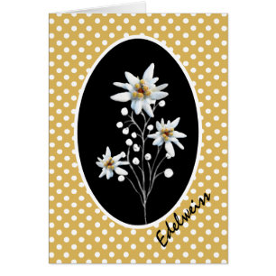 Fleurs Edelweiss sur Pois jaunes et blancs