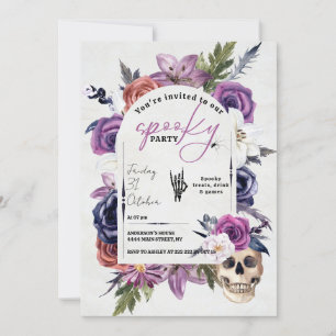 Fleurs éffrayantes d'aquarelle Invitation d'Hallow