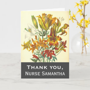 Fleurs, Élégante Carte de remerciements infirmière