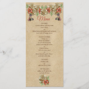 Fleurs en cuir sur le menu en daim crème