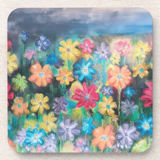 Fleurs en Pastel - Dessous de verre (Devant)