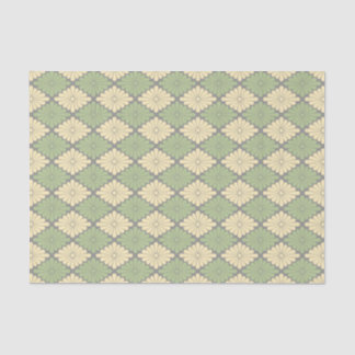 Fleurs en vert de mousse, jaune, papier de soie de
