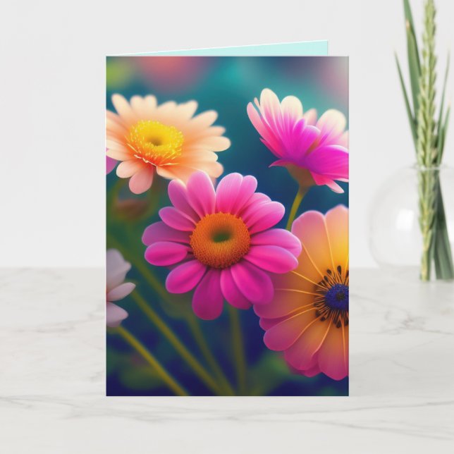 FLEURS ENVOYANT UNE CARTE D'ACCUEIL D'ENCOURAGEMEN (Devant)