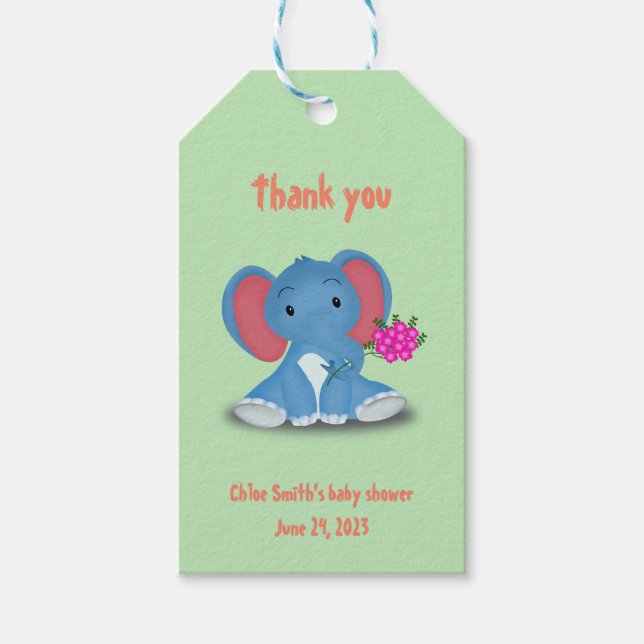 fleurs envoyées par étiquette cadeau d'éléphant mi (Devant)