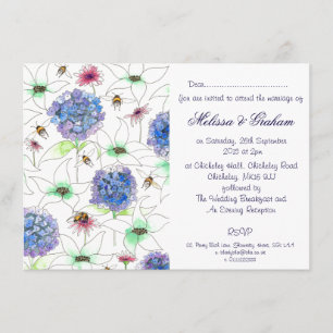 Fleurs et abeilles Florales Invitation au mariage