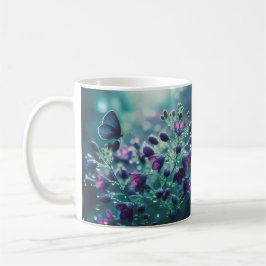 Fleurs et ailes : Mug à papillon bleu floral