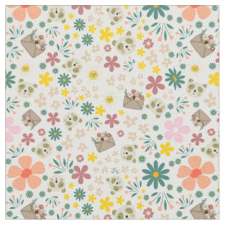 Fleurs et animaux adorables tissu ceinturé blanc