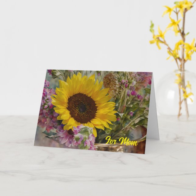 Fleurs et bouquet de tournesol Carte de fête des m (Fleur jaune)