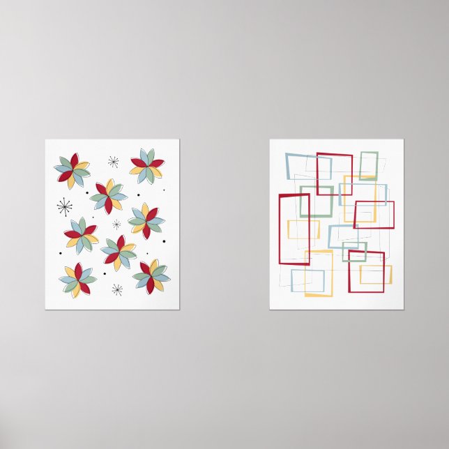 Fleurs et cadres funky Mid Century Moderne (Recto)