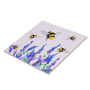Fleurs et carreaux en céramique des abeilles