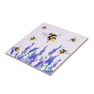 Fleurs et carreaux en céramique des abeilles