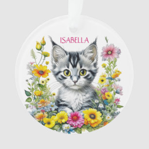 Fleurs et chats Whimsical Noël personnalisé