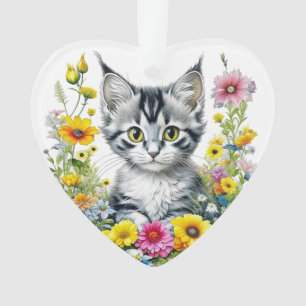 Fleurs et chats Whimsical Noël personnalisé