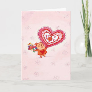 Fleurs et coeur - Carte de voeux Valentine