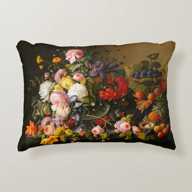Fleurs et coussin d'accent de fruit (Devant)