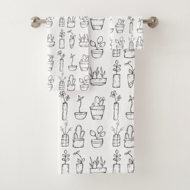 Fleurs et dessins de lignes Plantes Motif (En situation)