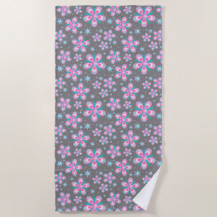 fleurs et étoiles serviette de plage