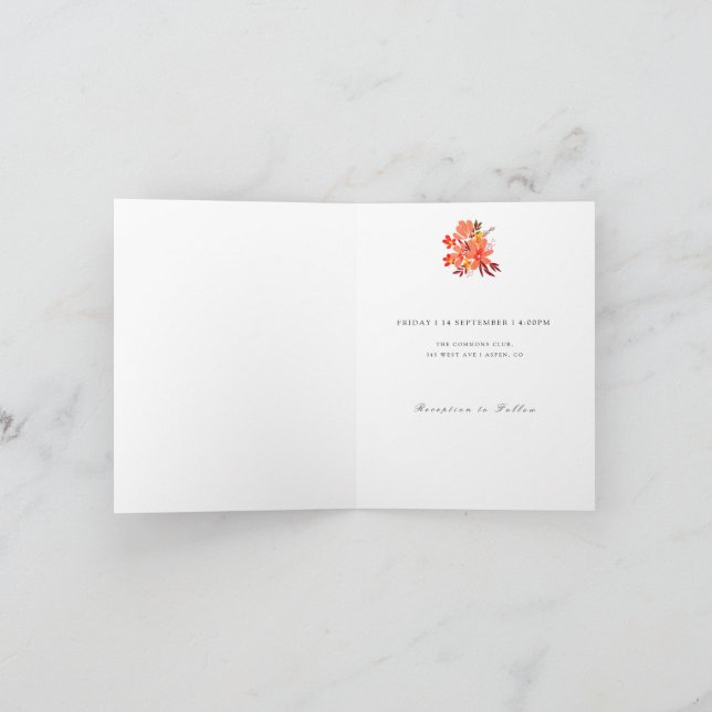 Fleurs et feuilles d'automne Faire-part de mariage (Intérieur)