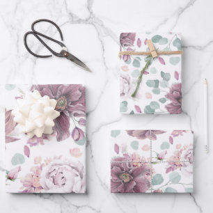 Fleurs et feuilles mauves élégantes motif botaniqu