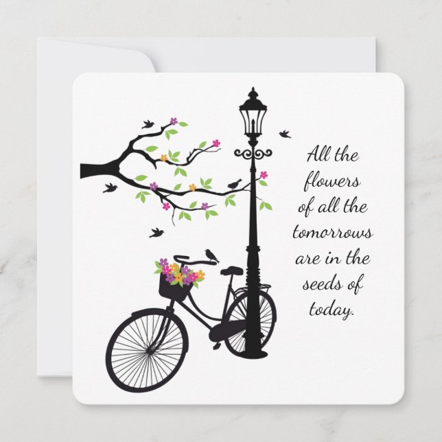 Fleurs et oiseaux carte pour notes 5x5 (Devant)