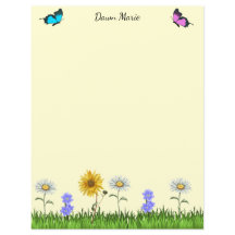 Fleurs et papillons 8,5 x 11 Papeterie