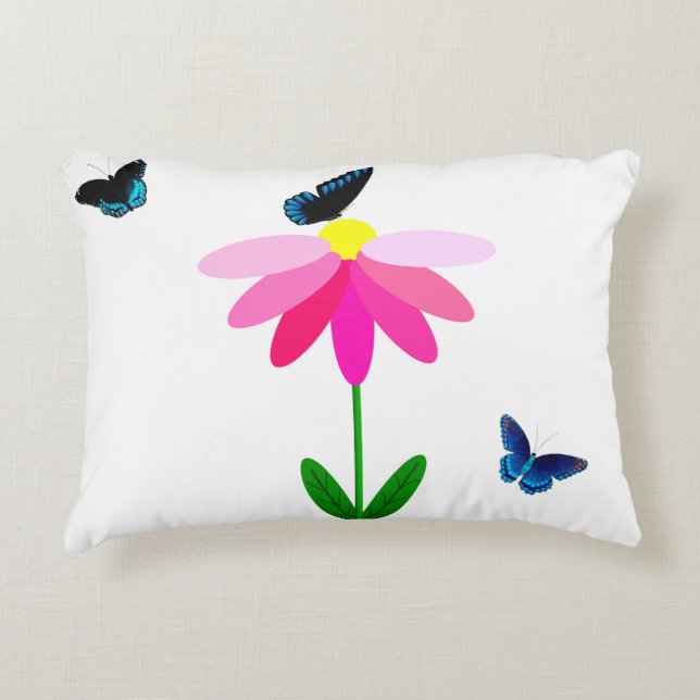 Fleurs et papillons Accent Coussin (Devant)