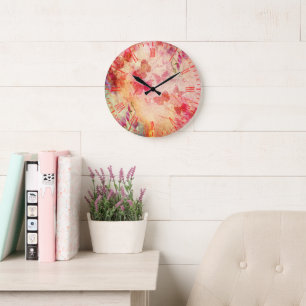 Fleurs Et Papillons Aquarelle, Horloge Mur