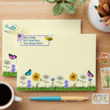 Fleurs et papillons Enveloppe personnalisée