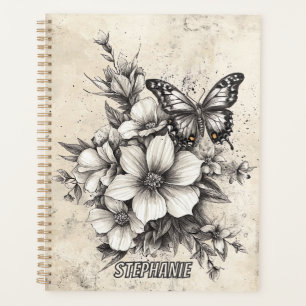 Fleurs et papillons rustiques - Papier vieilli (5)