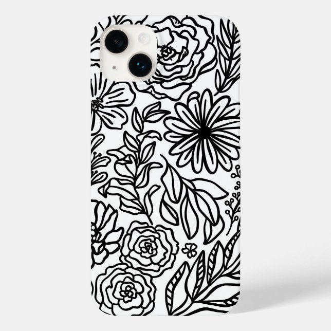 Fleurs et plus en noir Coque-Mate coque iphone (Verso)