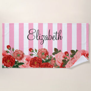 Fleurs et serviette de plage personnalisées de