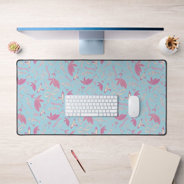 Fleurs et vaches bleues délicates (Bureau 1)