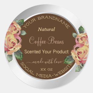 Fleurs Étiquettes d'emballage de produits Brown et